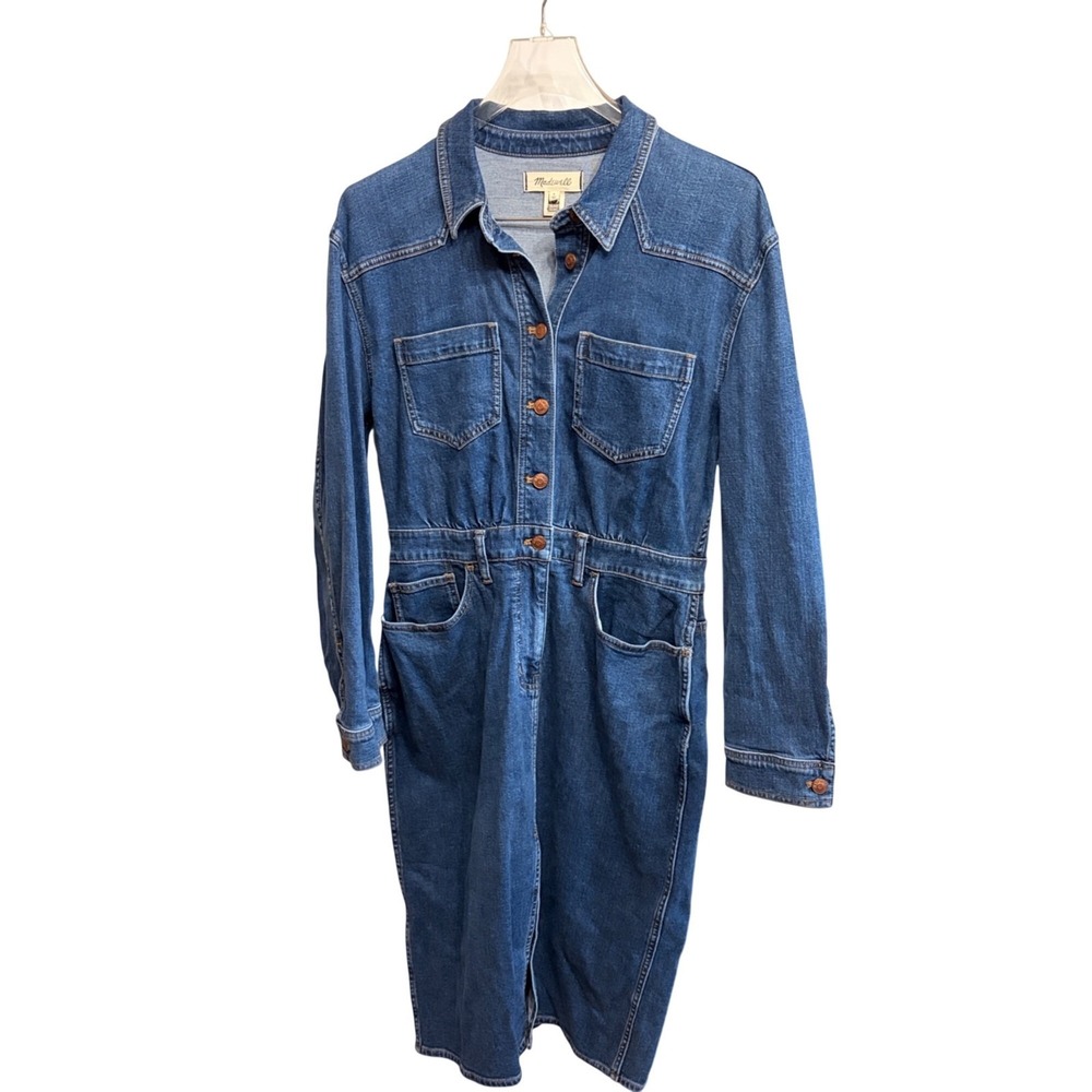New Madewell Denim Western Midi Shirtdress Laselle Wash Size 8 Coastal Cowgirl